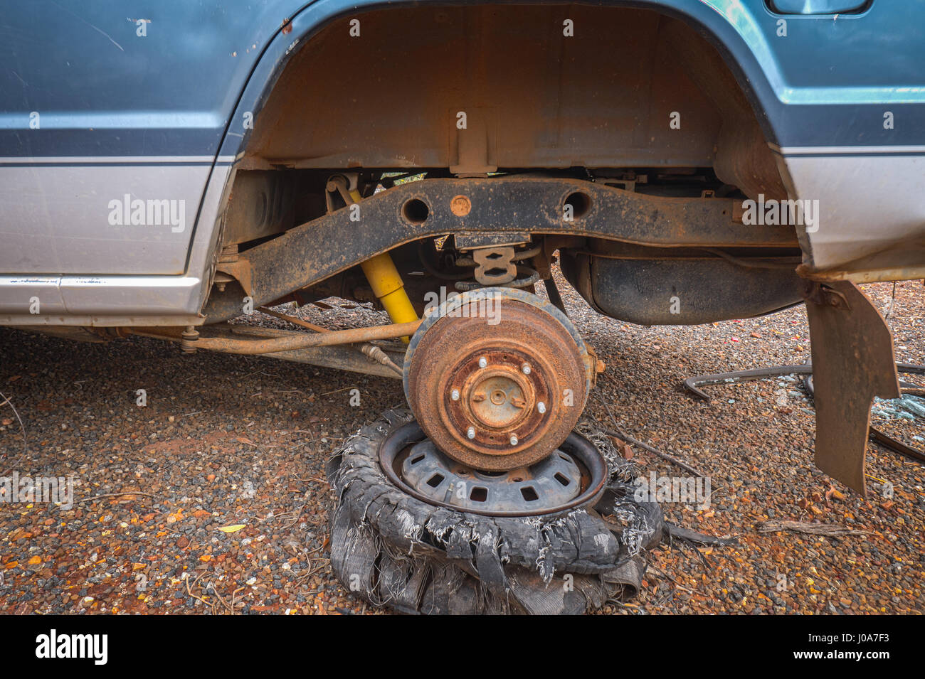 Verlassene rostigen Autos im Northern Territory Stockfoto