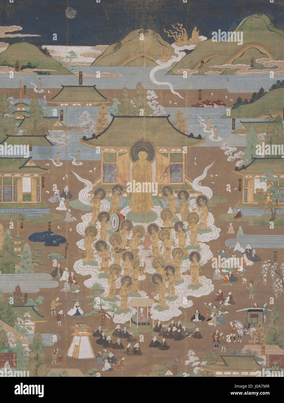 Künstler unbekannt, Japan - Taima Tempel Mandala-Amida begrüßt Chûjôhime zum westlichen Paradies - Stockfoto