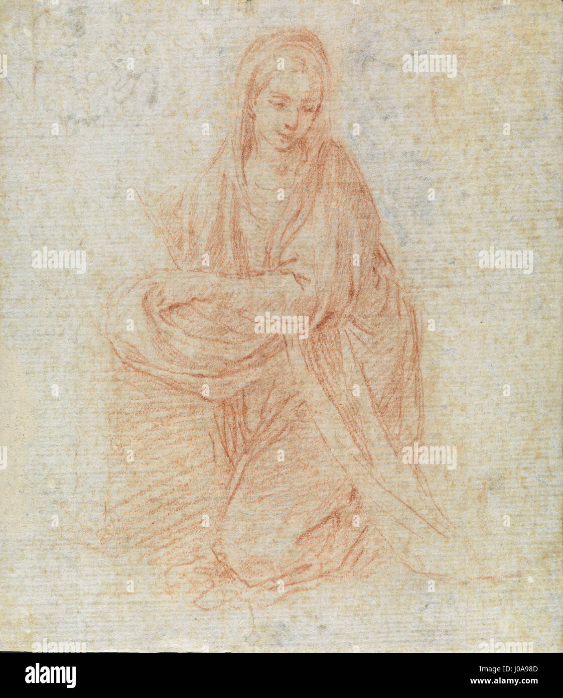Simone Cantarinis „Annunciazione“ (die Verkündigung) ist ein barockes Gemälde aus dem 17. Jahrhundert, das den biblischen Moment veranschaulicht, in dem der Engel Gabriel Maria ankündigt, dass sie den Sohn Gottes gebären wird. Das Werk ist bekannt für seine dynamische Komposition und emotionale Tiefe, typisch für barocke religiöse Kunst. Stockfoto