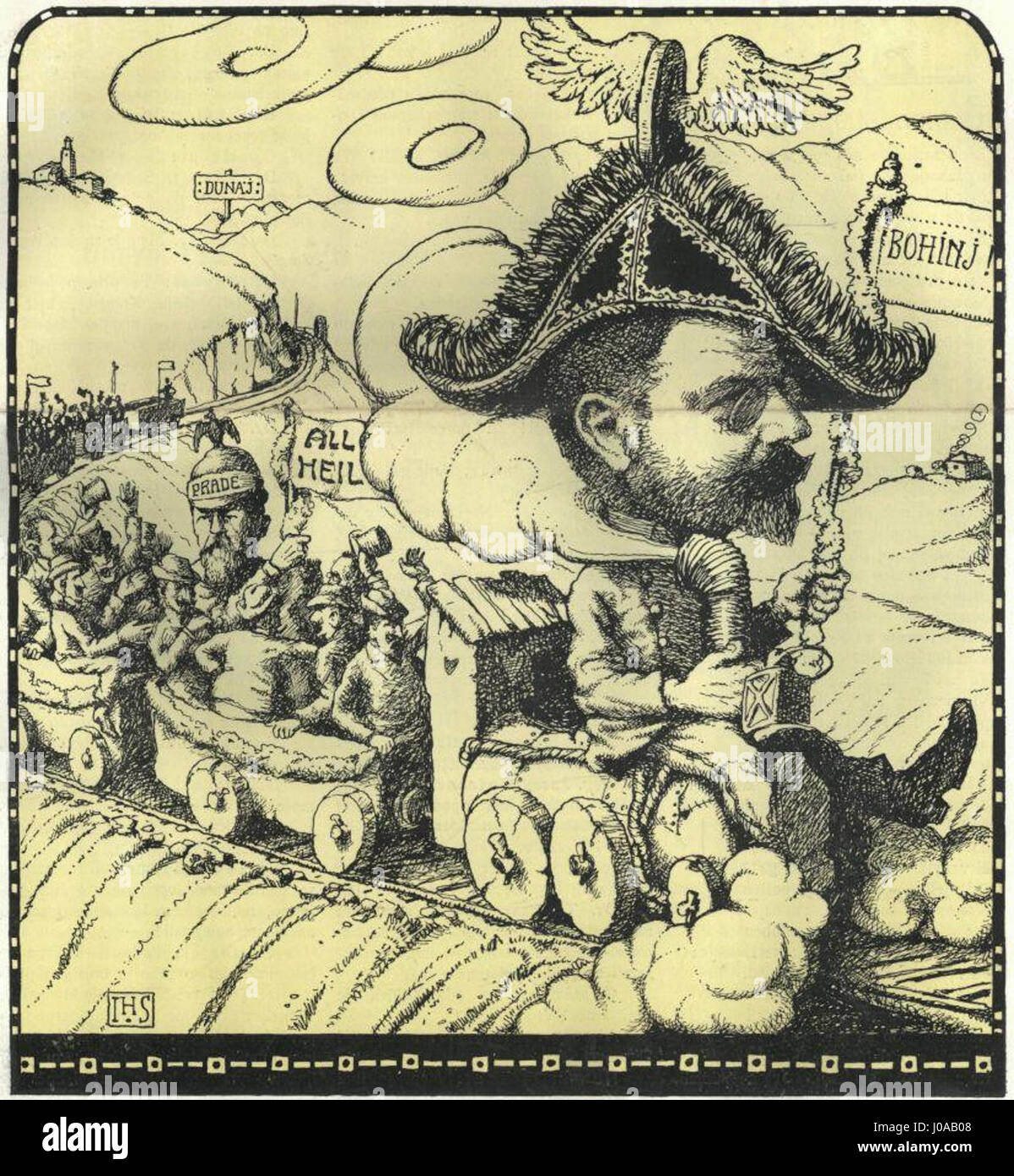 Ein Porträt von Hinko Smrekar von Dr. PL. Dersehatta, der Eisenbahnminister. Stockfoto