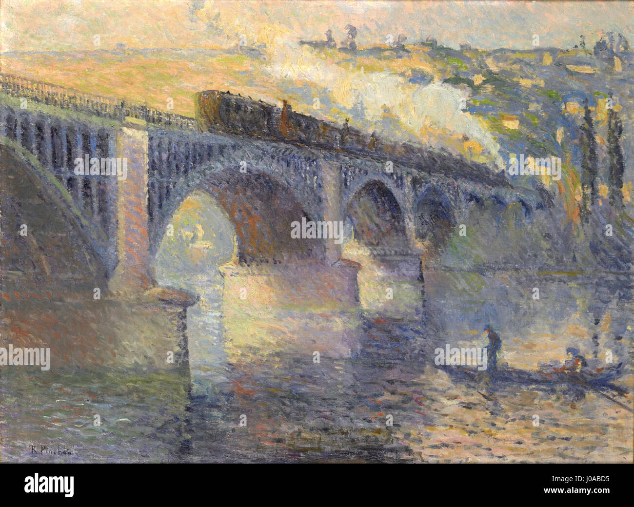 Robert Antoine Pinchon, Le Pont Aux Anglais, Soleil Couchant, Öl 1905, auf Leinwand, 54 x 73 cm, Musée des Beaux-Arts de Rouen Stockfoto