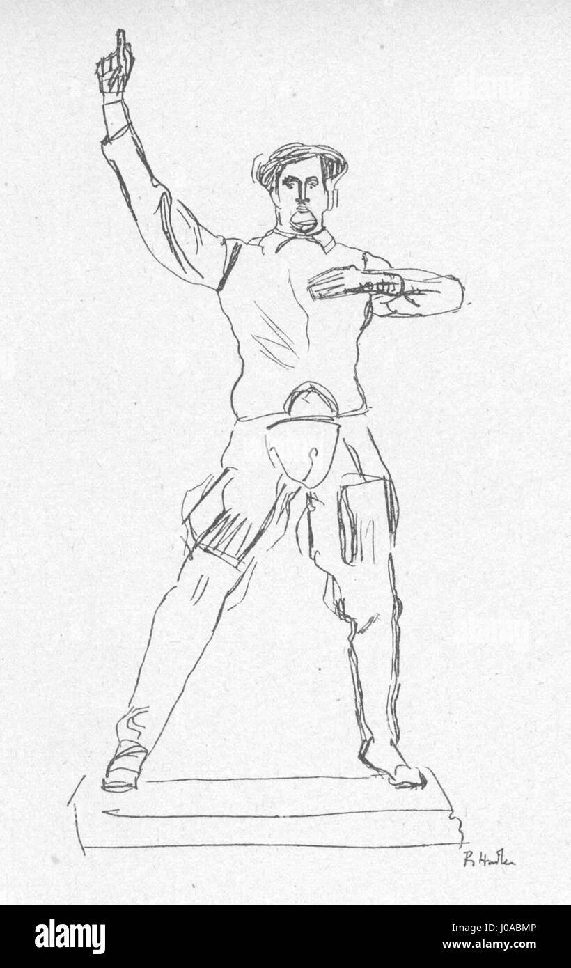 „Sprecher aus Einmütigkeit“ von Ferdinand Hodler ist ein symbolisches Gemälde, das das Thema Einheit darstellt. Das Werk stellt eine Figur dar, die Harmonie symbolisiert und die Auseinandersetzung des Künstlers mit menschlichen Emotionen und kollektivem Geist widerspiegelt. Er unterstreicht die Bedeutung von Konsens und gegenseitigem Verständnis in der Gesellschaft. Stockfoto