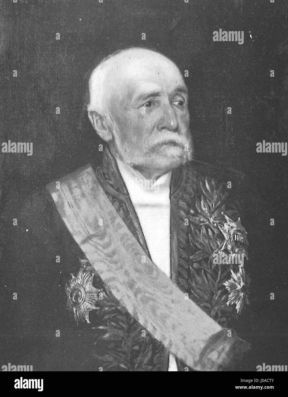 Dieses Porträt von Oscar Björck zeigt Casimir Lewenhaupt, eine bedeutende historische Figur, die sich wahrscheinlich auf seine Persönlichkeit und Bedeutung konzentriert. Das Gemälde fängt den Stil des späten 19. Jahrhunderts mit Liebe zum Detail und historischer Relevanz ein. Stockfoto