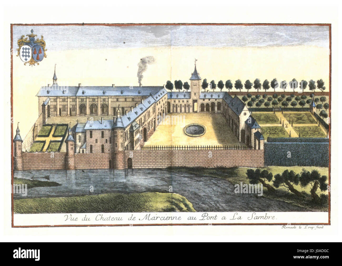 Remacle Le Loup - Vue du Château de Marcienne au Pont À la Sambre - 1740 Stockfoto