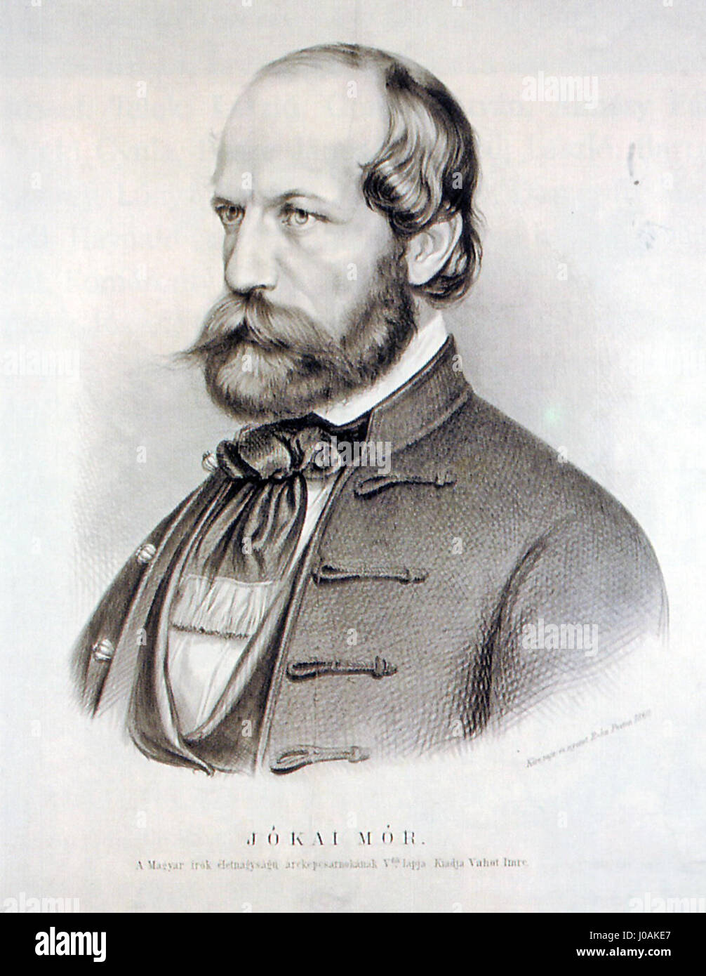 Dieses 1860 entstandene Porträt des ungarischen Schriftstellers Mór Jókai fängt den intellektuellen Geist und die kulturelle Bedeutung eines der berühmtesten Autoren Ungarns ein, der für seine Beiträge zur ungarischen Literatur bekannt ist. Stockfoto