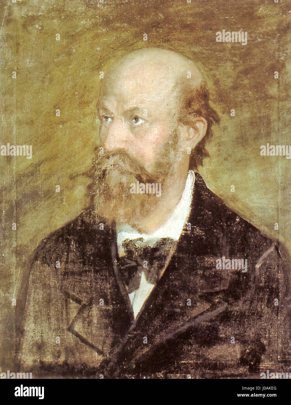 Dieses Porträt Mór Jókai von Jókai Mór-Réza zeigt die herausragende Präsenz des ungarischen Autors und spiegelt seine bedeutende Rolle in der ungarischen Literatur und Kultur wider. Stockfoto