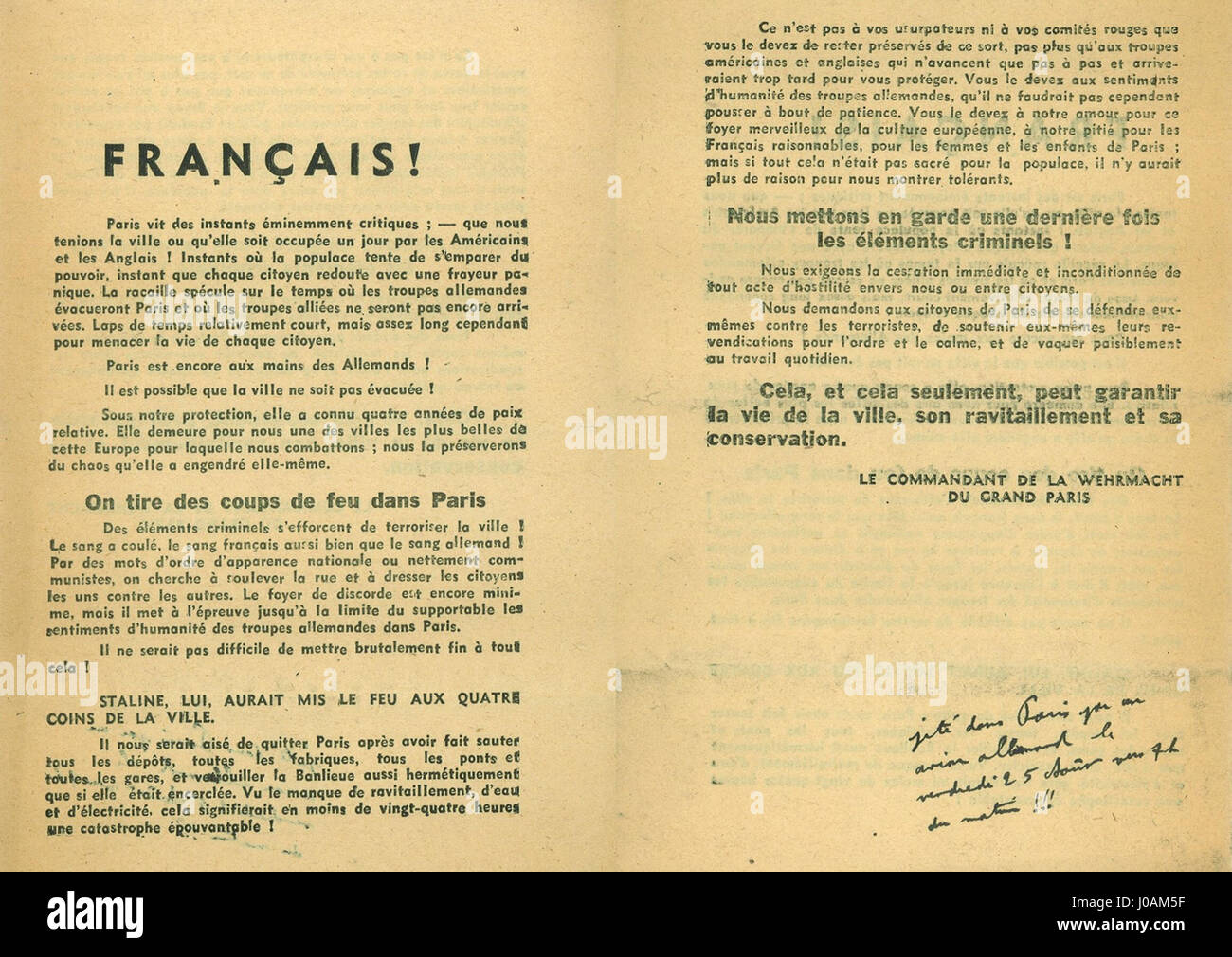 Darm-Trakt Allemand 25 Aout 1944 - Libération de Paris Stockfoto