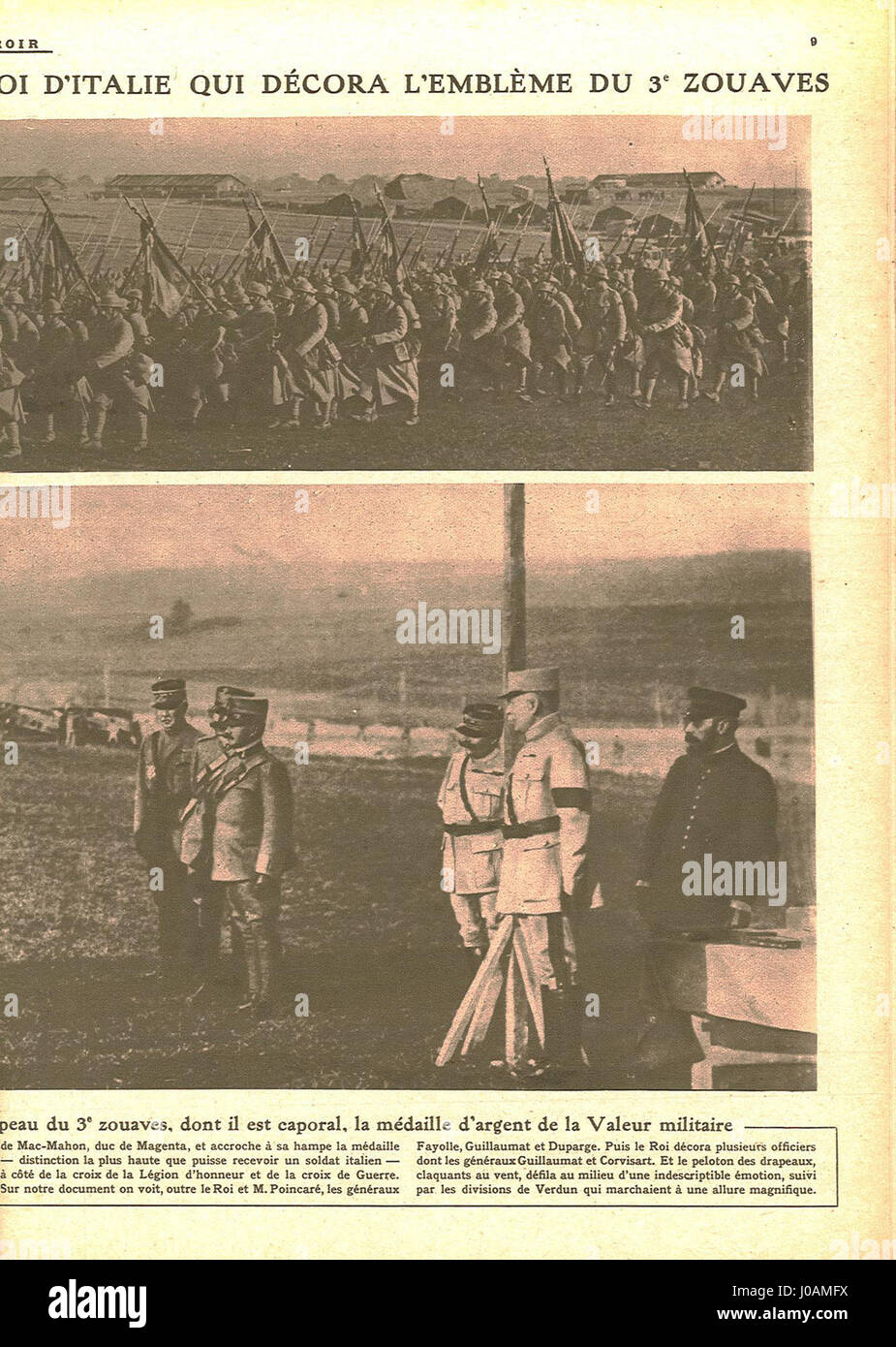 Eine Ausgabe des Magazins "Le Miroir", Nummer 203, vom Sonntag, den 14. Oktober 1917, mit verschiedenen Artikeln und Illustrationen auf Seite 8, die die Medienlandschaft dieser Zeit widerspiegeln. Stockfoto