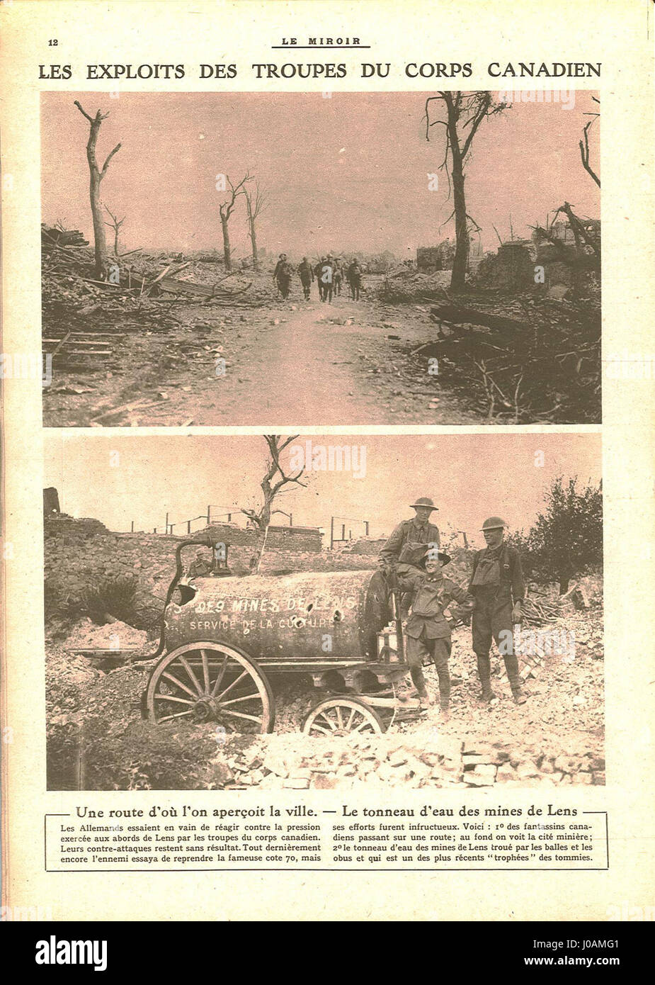 „Le Miroir“ vom 14. Oktober 1917 fängt einen Moment in der französischen Mediengeschichte ein und zeigt die Titelgeschichte und das Kunstwerk, das in dieser bekannten französischen Zeitschrift veröffentlicht wurde. Stockfoto