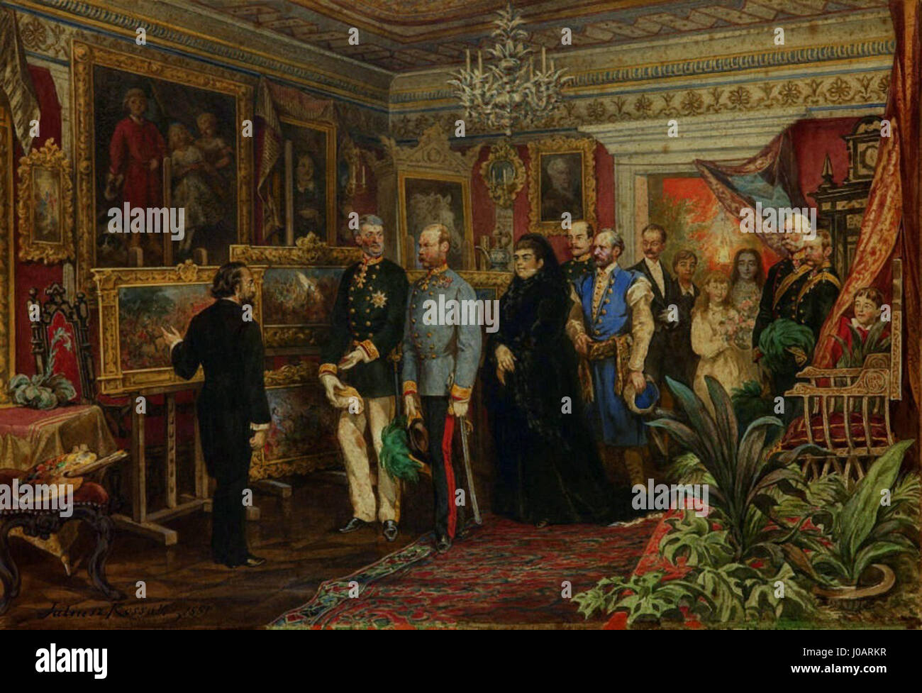 Juliusz Kossak - Wizyta Cesarza Franciszka Józefa w Domu Jana Matejki 1881 Stockfoto