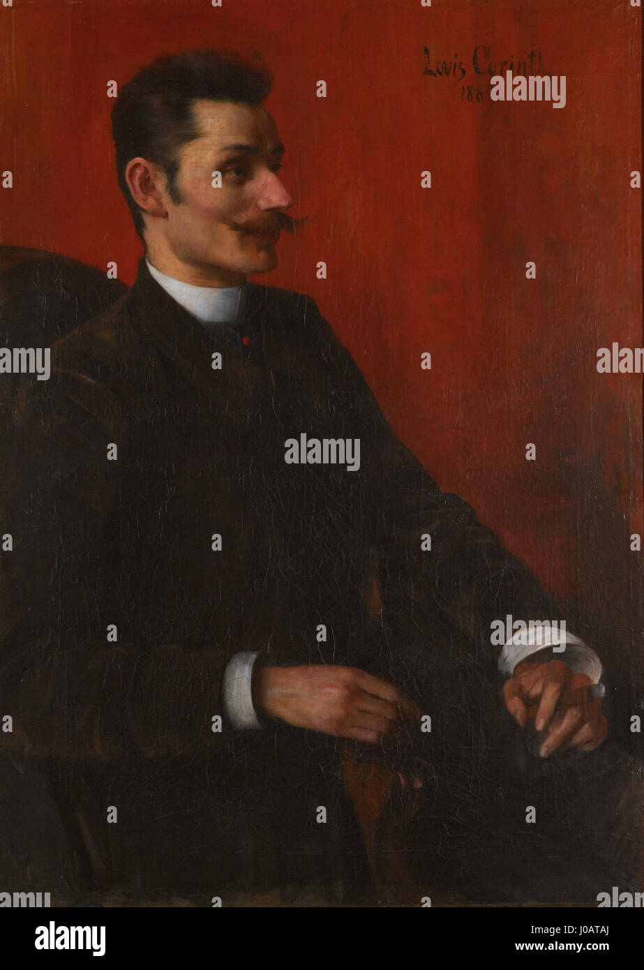 „Portrait des Herrn Lilienthal“ von Lovis Corinth, gemalt 1889, fängt das Gleichnis von Herrn Lilienthal mit großer Detailgenauigkeit ein. Corinths expressive Pinselarbeit und die Verwendung von Licht spiegeln die psychologische Tiefe des Motivs wider. Stockfoto