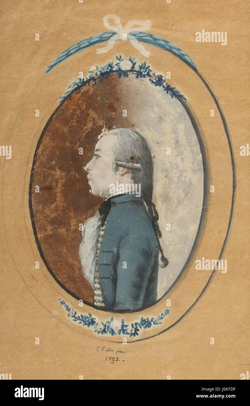 Dieses Werk, das C.F. Dürer zugeschrieben wird, ist ein Werk, das 1792 gemalt wurde und den Einfluss früherer Künstler der Nördlichen Renaissance wie Albrecht Dürer widerspiegelt. Das Gemälde veranschaulicht das technische Können und die Liebe zum Detail, die für die deutsche Kunst des 18. Jahrhunderts charakteristisch sind. Stockfoto