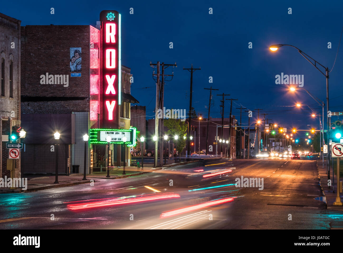 Das Roxy Theater in der Innenstadt von Muskogee, Oklahoma. (USA) Stockfoto