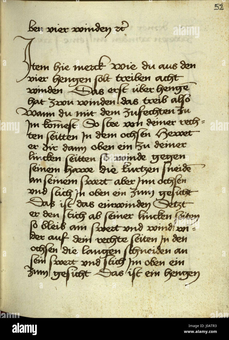Diese Handschrift, Cod.I.6,4p..3 052r, ist ein mittelalterlicher Text, der reich an historischem und juristischem Inhalt ist. Das Manuskript ist Teil einer Sammlung von Texten, die Rechtspraktiken und Geschichte aus dem Mittelalter bewahren. Stockfoto