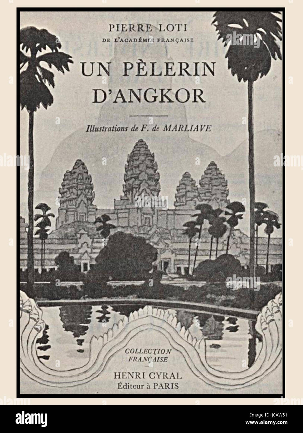 „UN pèlerin d'Angkor“ von Pierre Loti, gegründet 1931, erkundet die mystische und spirituelle Reise eines Pilgers in Angkor, Kambodscha. Das Werk ist eine anschauliche Darstellung der kulturellen und historischen Aspekte der Region. Stockfoto