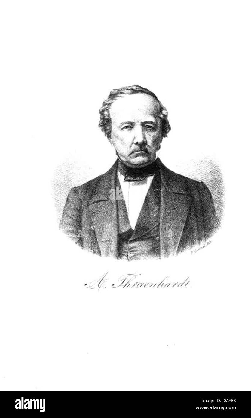 Das Porträt Thraenhardt aus dem Jahr 1865 ist eine detaillierte Darstellung eines herausragenden Individuums. Die Künstlerin fängt die formale Kleidung und edle Haltung des Themas ein und betont den sozialen Status und die raffinierte Präsenz des Themas in der europäischen Porträtkunst des 19. Jahrhunderts. Stockfoto