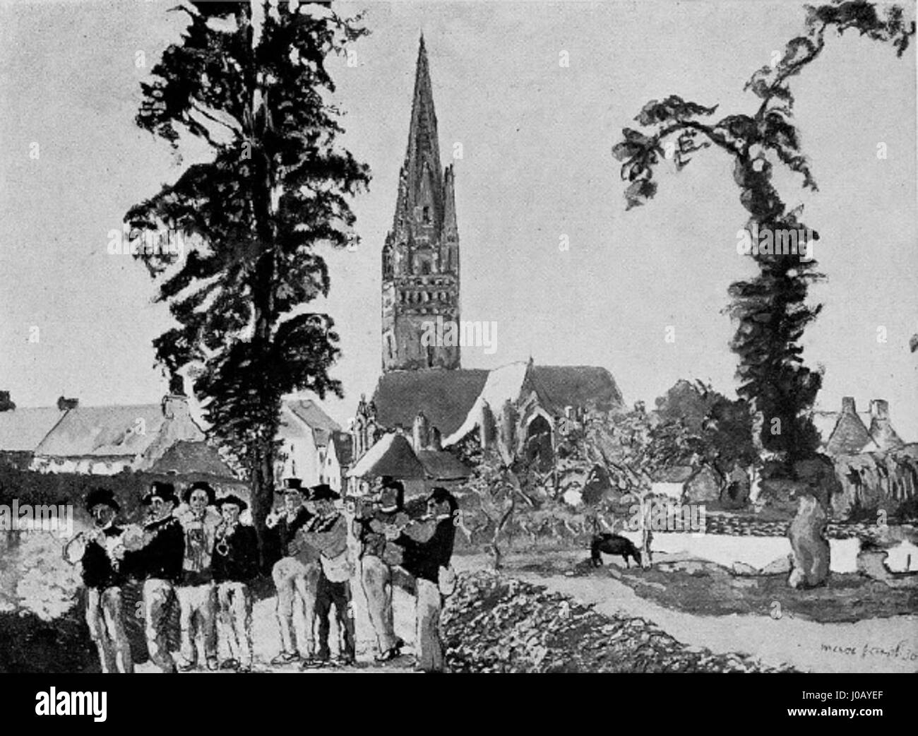 Max Jacob Ploarés Kunstwerk zeigt seine Beherrschung von Farben und komplexen Pinselarbeiten und demonstriert seine einzigartige Herangehensweise an die Aufnahme alltäglicher Szenen in einem raffinierten Stil. Stockfoto