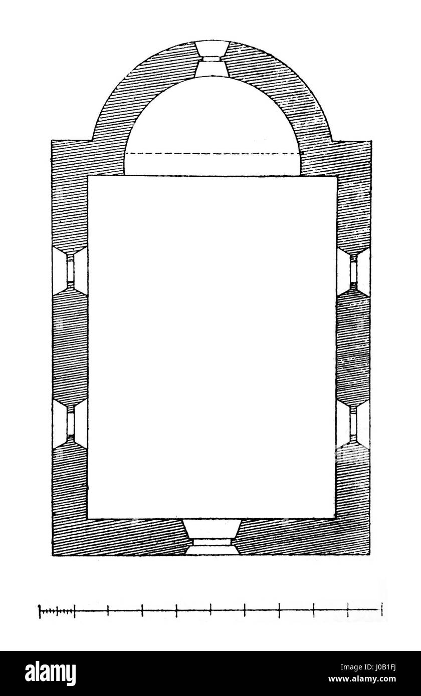„Kostel sv. Martina-Mechnov' von Václav J. Krch ist eine architektonische Darstellung der St.-Martin-Kirche in Mechnov, Tschechien. Das Gemälde konzentriert sich auf die gotischen Merkmale der Kirche und ihre Rolle in der lokalen Kultur und Geschichte. Stockfoto