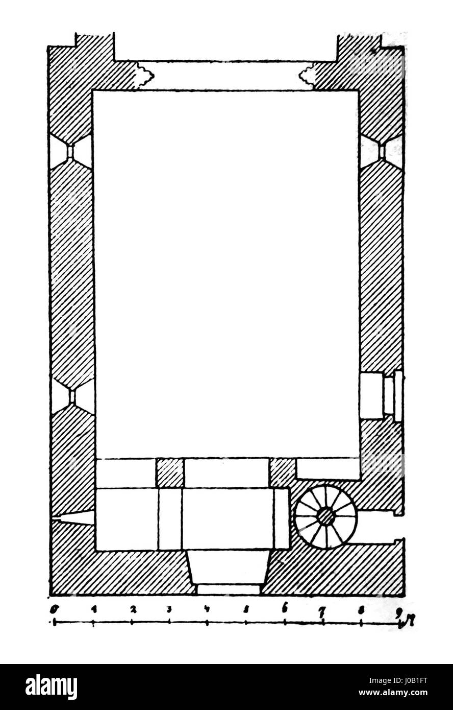 Die Kirche St. Martin in Všeruby, gemalt von F.J. Lehner, zeigt die architektonische Schönheit und historische Bedeutung der Kirche, die ein herausragendes Merkmal der Region Všeruby in der Tschechischen Republik ist. Stockfoto