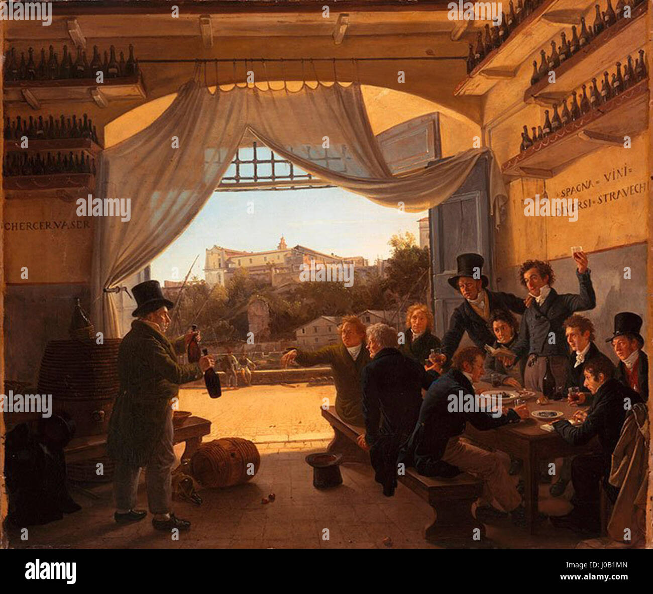 "Kronprinz Ludwig in der Spanischen Weinschänke Zu Rom" von Franz Ludwig Catel Stockfoto