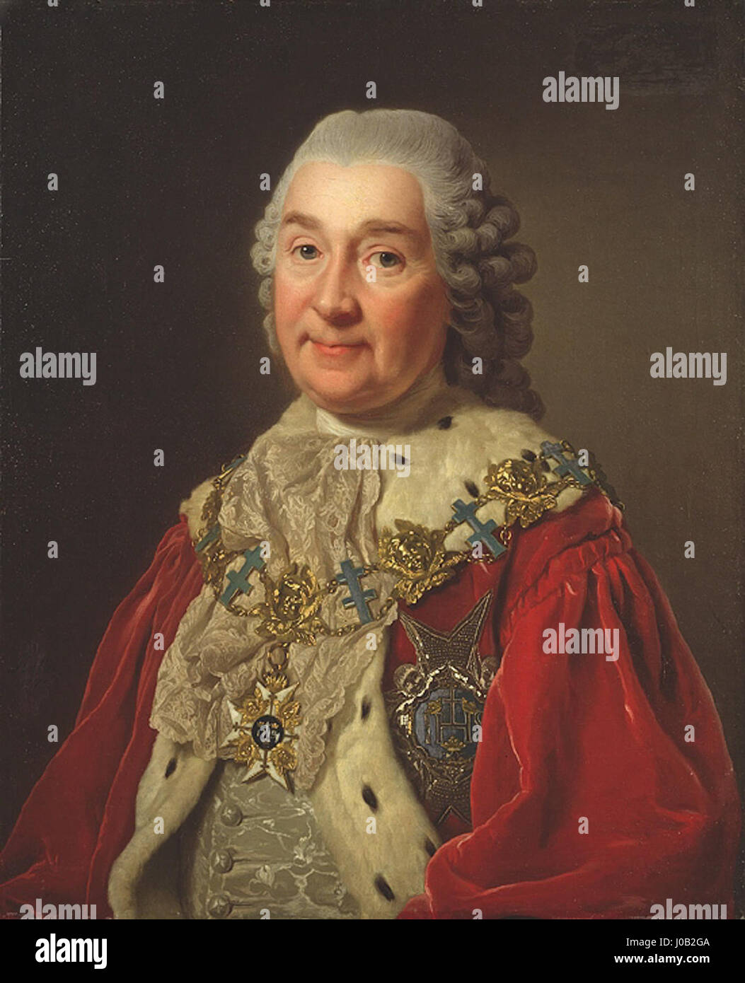 Carl Fredrik Scheffer (1701–1766) war ein schwedischer Staatsmann und Mitglied des Privy Council, der für seine bedeutenden Beiträge zur schwedischen Politik und Regierungsführung im 18. Jahrhundert bekannt war. Stockfoto