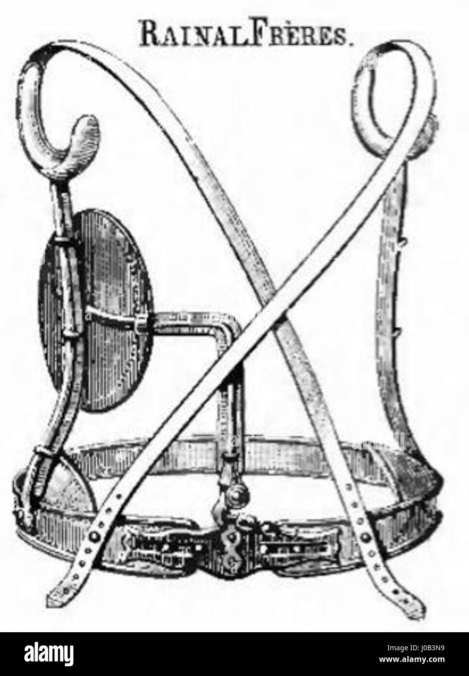 Der „Catalogue de Corsets de Rainal Frères“ von 181 zeigt verschiedene Korsettendesigns der Zeit. Es ist eine historische Referenz an Mode und Design und zeigt die Komplexität und den Stil der Korsetts im Frankreich des frühen 19. Jahrhunderts. Stockfoto