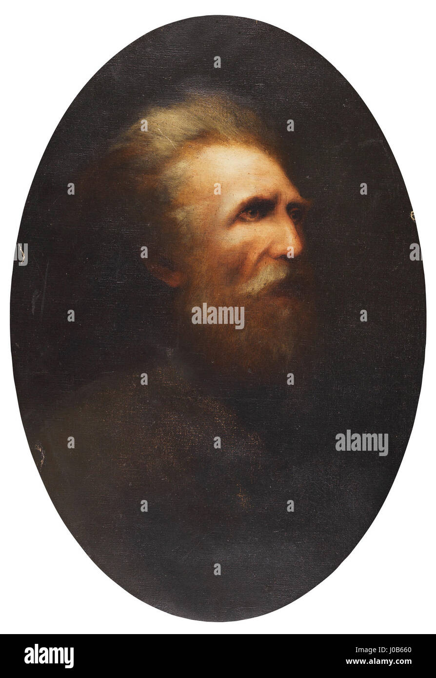 Karl Wilhelm Diefenbachs Selbstporträt von 1912 spiegelt seine Assoziation zur deutschen Avantgardebewegung wider. Das Werk zeigt das Interesse des Künstlers an Natur, Spiritualität und menschlichem Zustand, zentrale Themen seines Werkes. Stockfoto