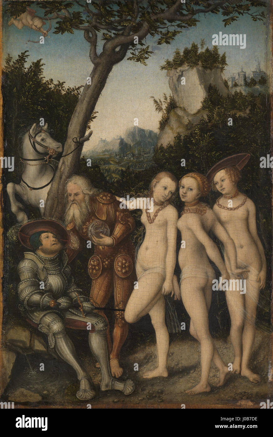 Lucas Cranach d. - Das Urteil des Paris (Kunsthalle Karlsruhe) Stockfoto