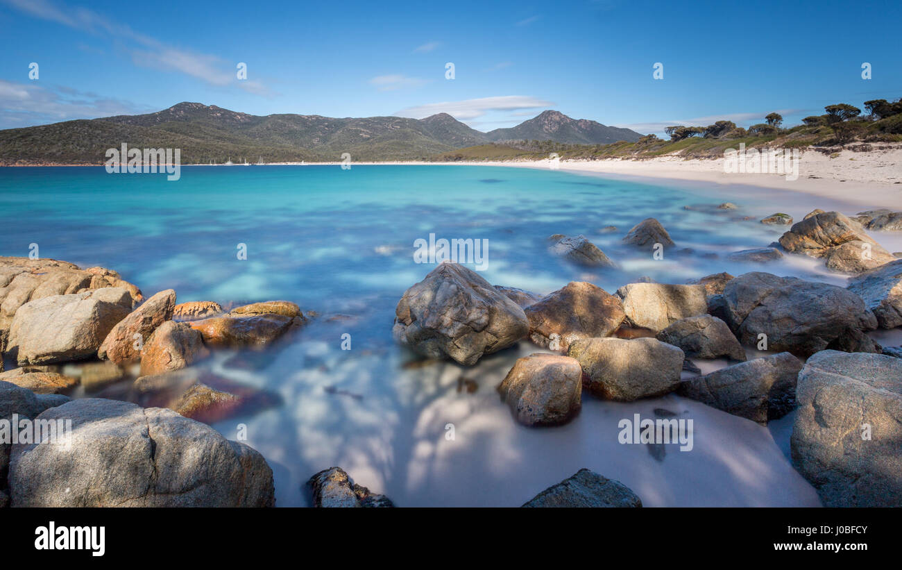 eine Langzeitbelichtung Wineglass Bay, Freycinet National Park, Tasmanien Stockfoto