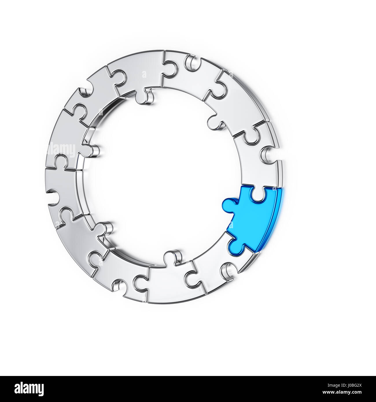 Puzzle Puzzle Ring Geschäftskonzept. Isoliert auf weißem Hintergrund 3D-Rendering Stockfoto