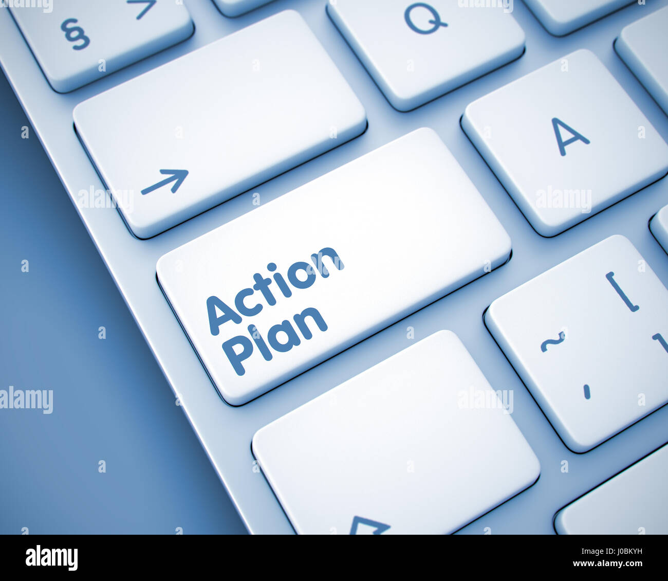 Aktionsplan - Inschrift auf Tastatur Tastatur. 3D. Stockfoto