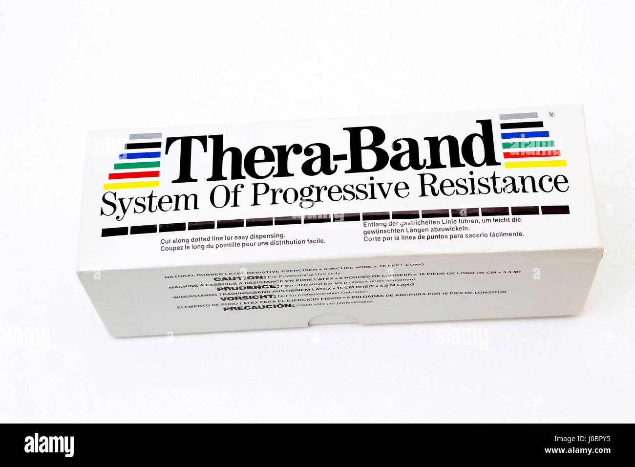 Thera-Band-System des progressiven Widerstands verwendet für die Ausübung Stockfoto