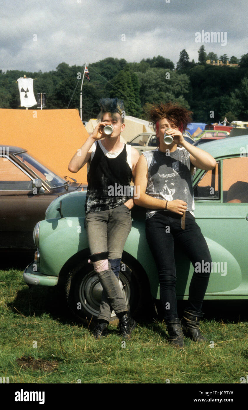Punk-Jugendliche beim pop Music Festival Großbritannien Uk August 1986 Stockfoto