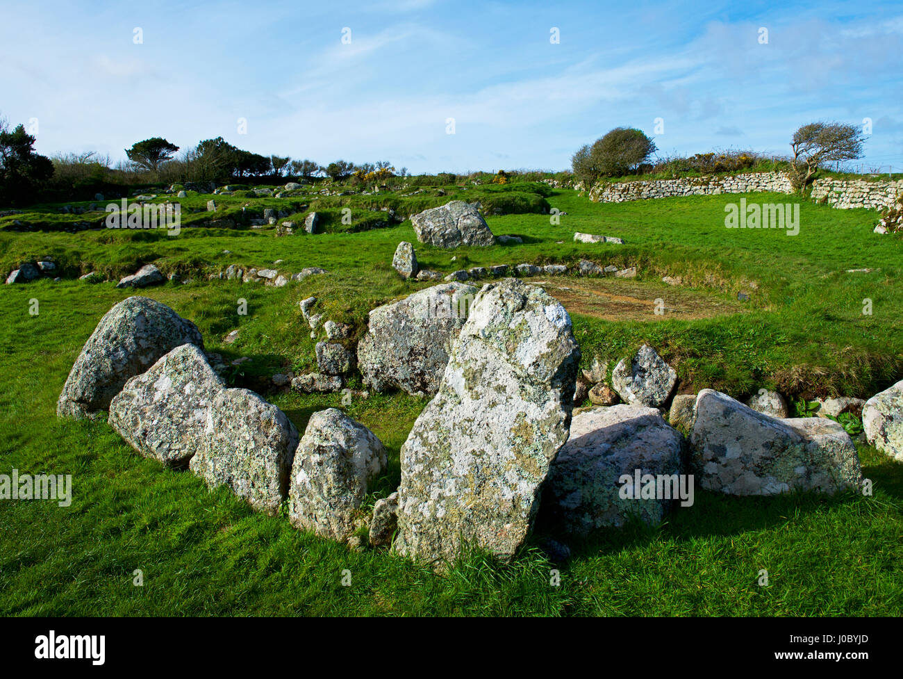 Carn Euny, ein Bügeleisen alter Siedlung in der Nähe von Sancreed, Penwith, Cornwall, England, Großbritannien Stockfoto