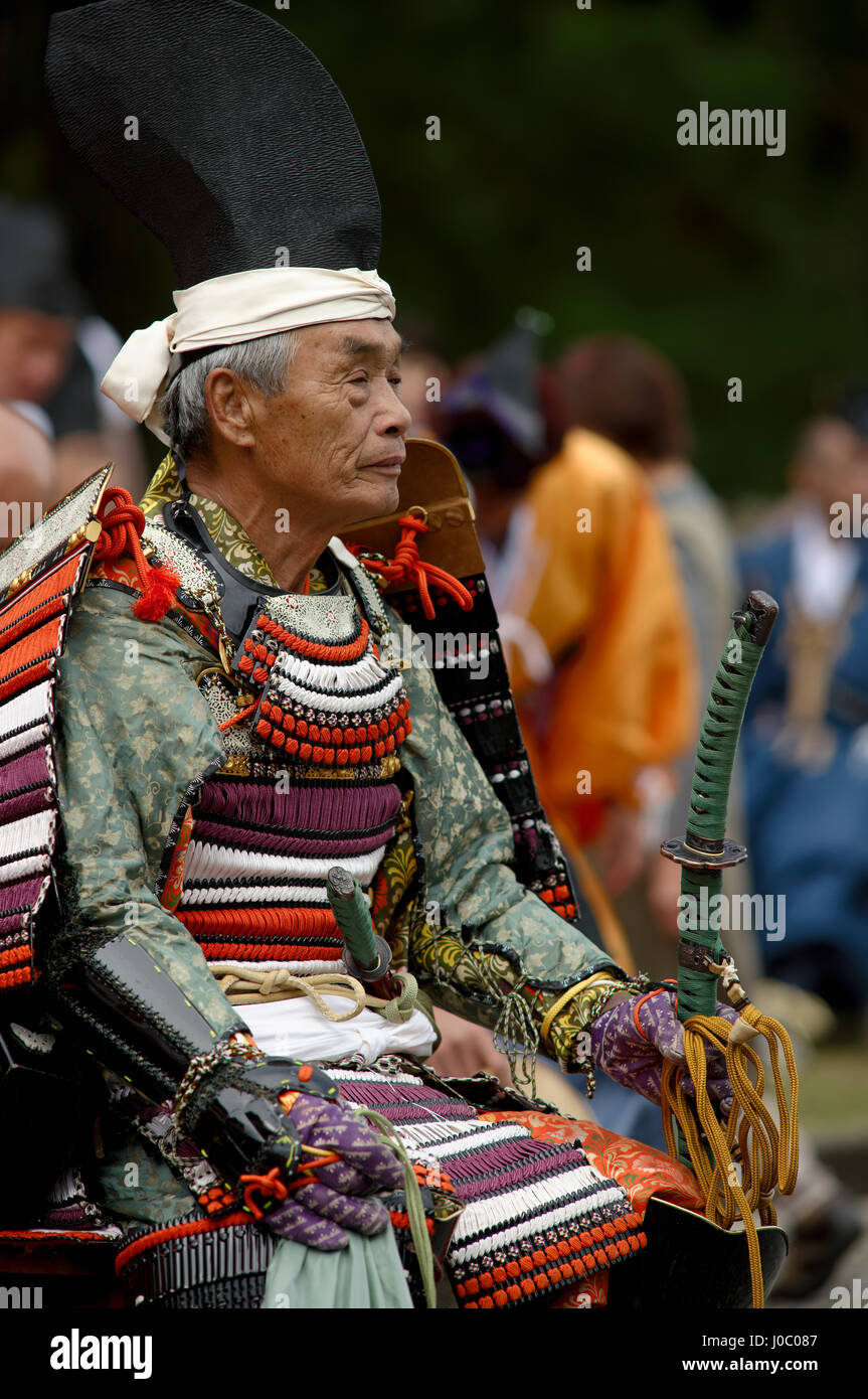 Krieger in voller Montur während Jidai Festival, Kyoto, Japan, Asien Stockfoto