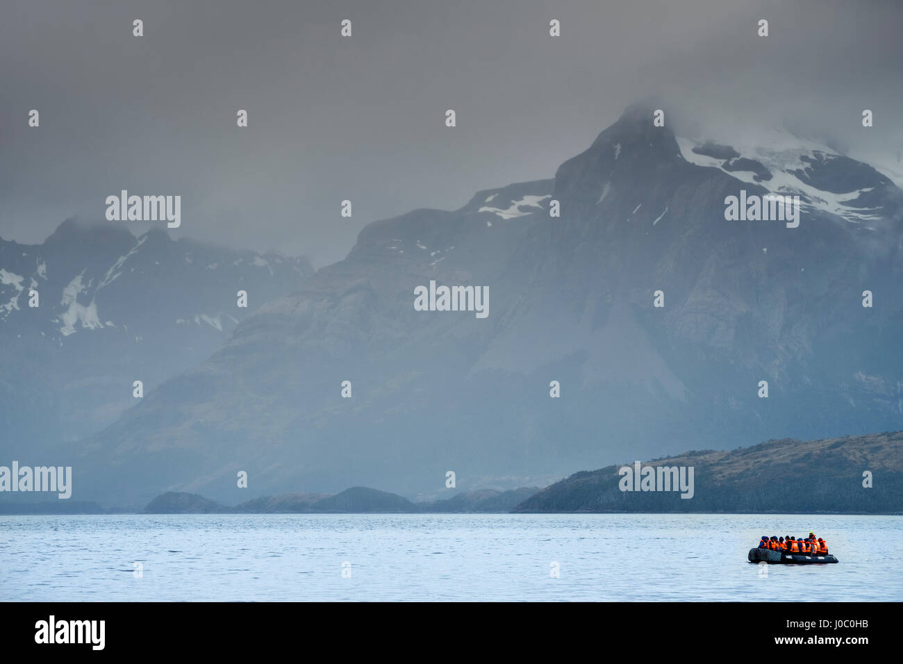 Ein Fjord in Darwin Gebirgskette, Nationalpark Alberto de Agostini, Tierra Del Fuego, chilenischen Patagonien, Chile Stockfoto