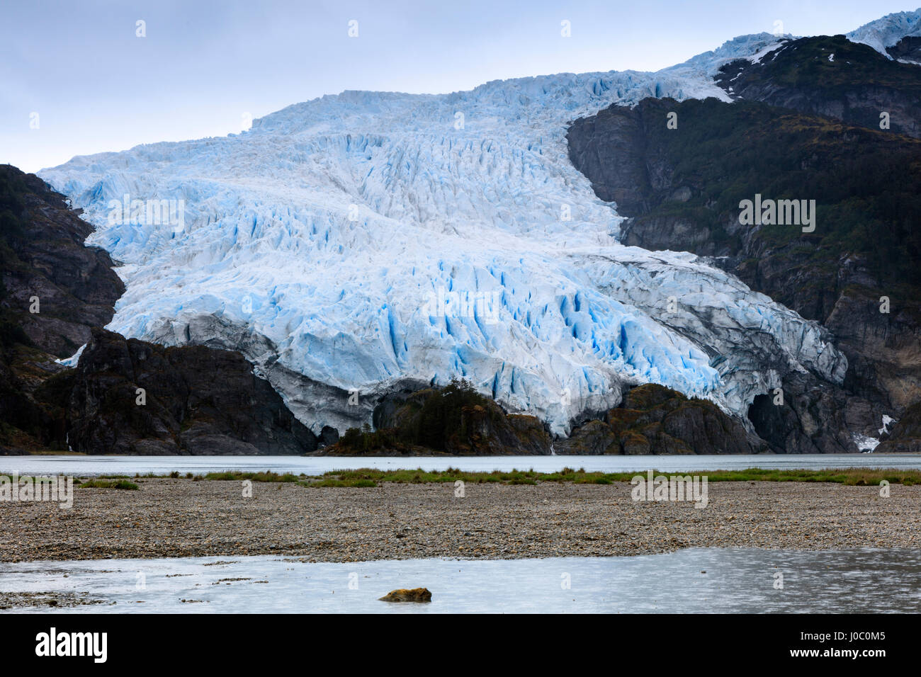 Ein Gletscher in der Darwin Mountain Range, Alberto de Agostini Nationalpark, Feuerland, Patagonien, Chile Stockfoto