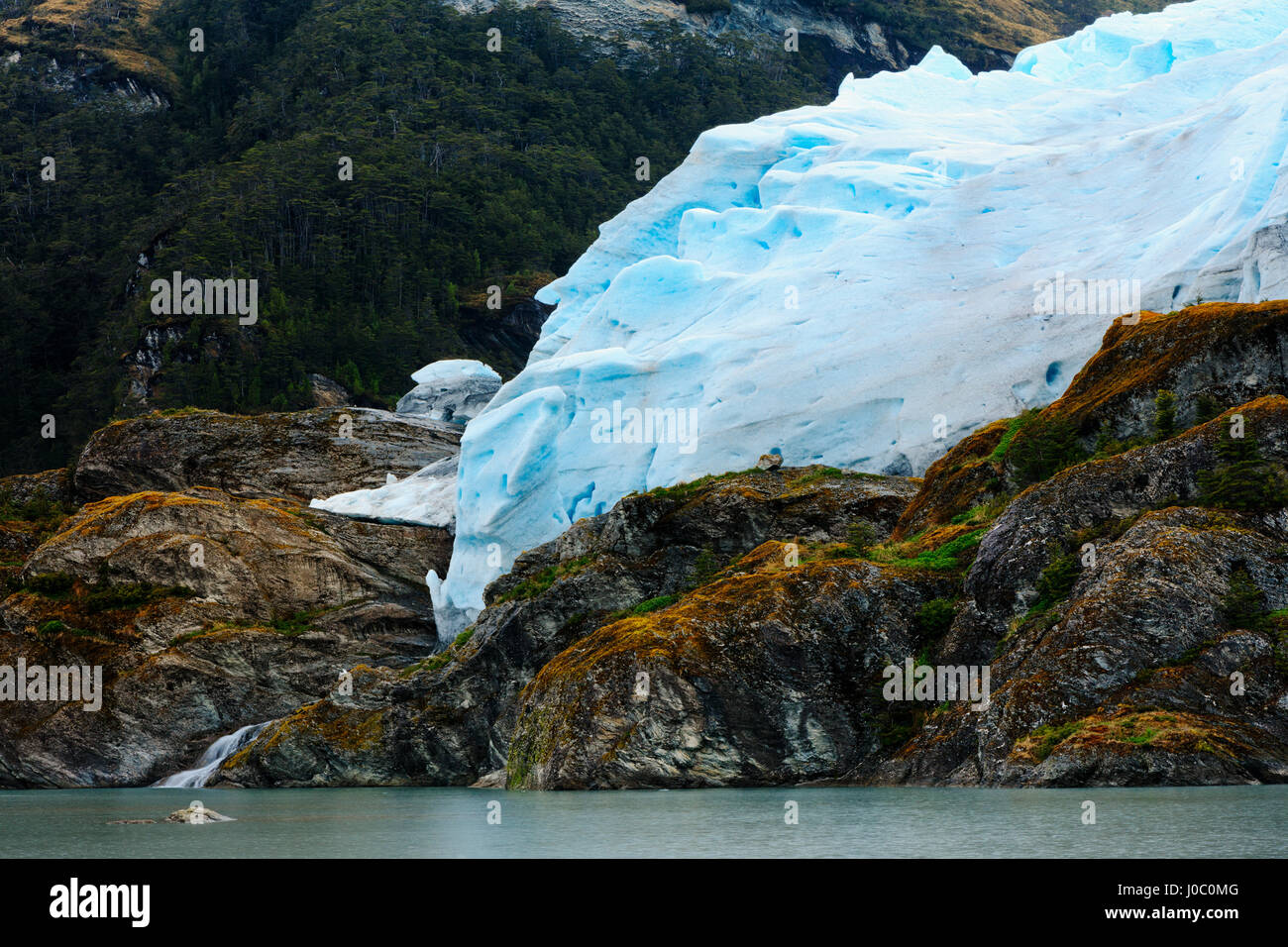 Ein Gletscher in der Darwin Mountain Range, Alberto de Agostini Nationalpark, Feuerland, Patagonien, Chile Stockfoto