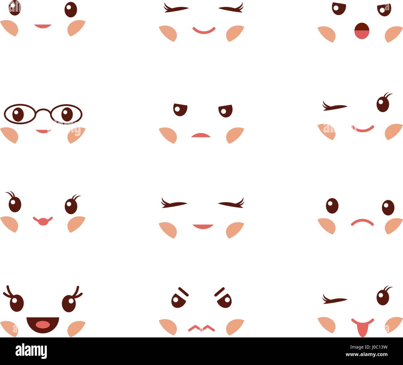 Süße Emoticons mit verschiedenen Emotionen Vektor-Illustration. Vektor-Set von Emoji. Satz von verschiedenen Smiley-Symbole. Stock Vektor