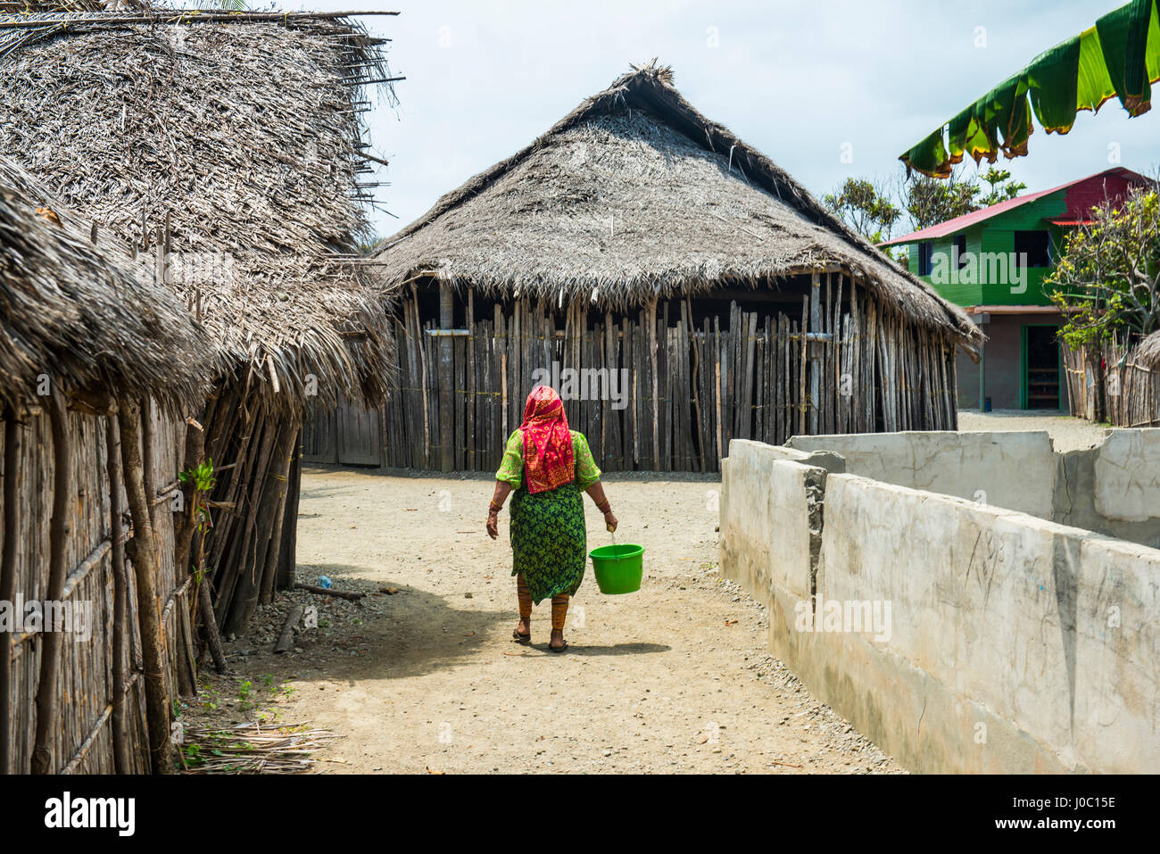 Lokalen Kuna-Frau, Achutupu, San Blas Inseln, Kuna Yala, Panama, Mittelamerika Stockfoto