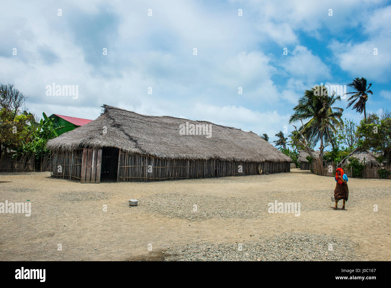 Urige Hütten, Achutupu, San Blas Inseln, Kuna Yala, Panama, Mittelamerika Stockfoto