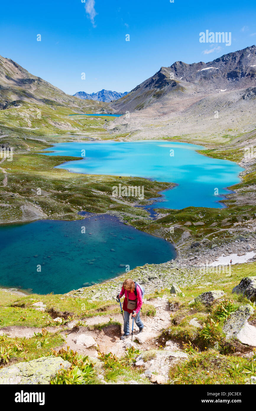 Wanderer, Davos, Graubünden, Schweiz Stockfoto