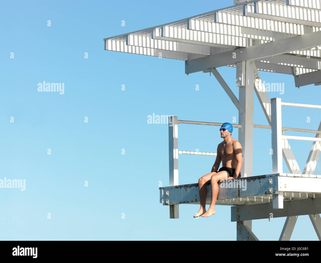 Taucher am Sprungturm, Geelong, Victoria, Australien Stockfoto