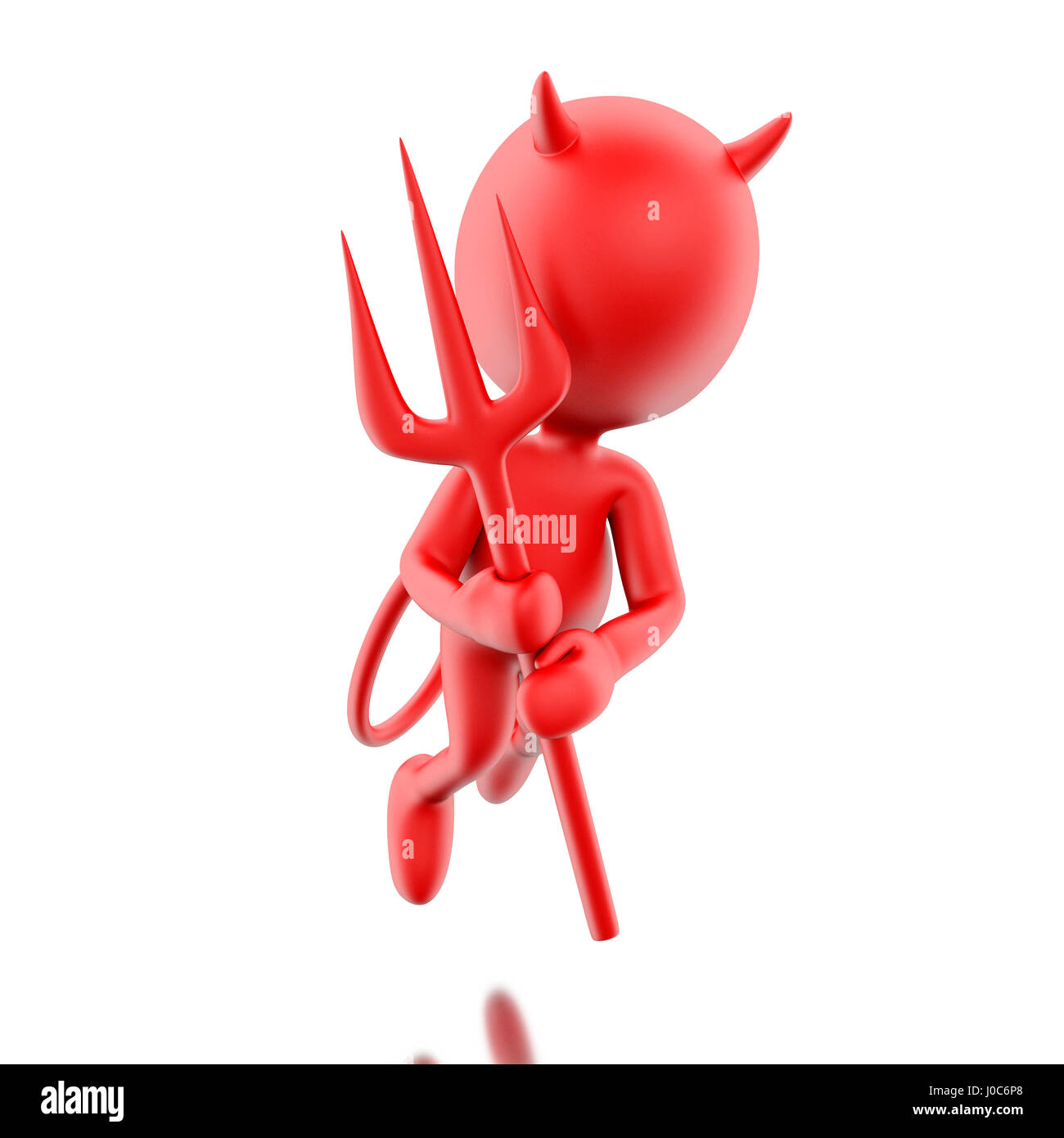 3D Renderer Bild. Teufel mit roten Trident. Isolierten weißen Hintergrund. Stockfoto