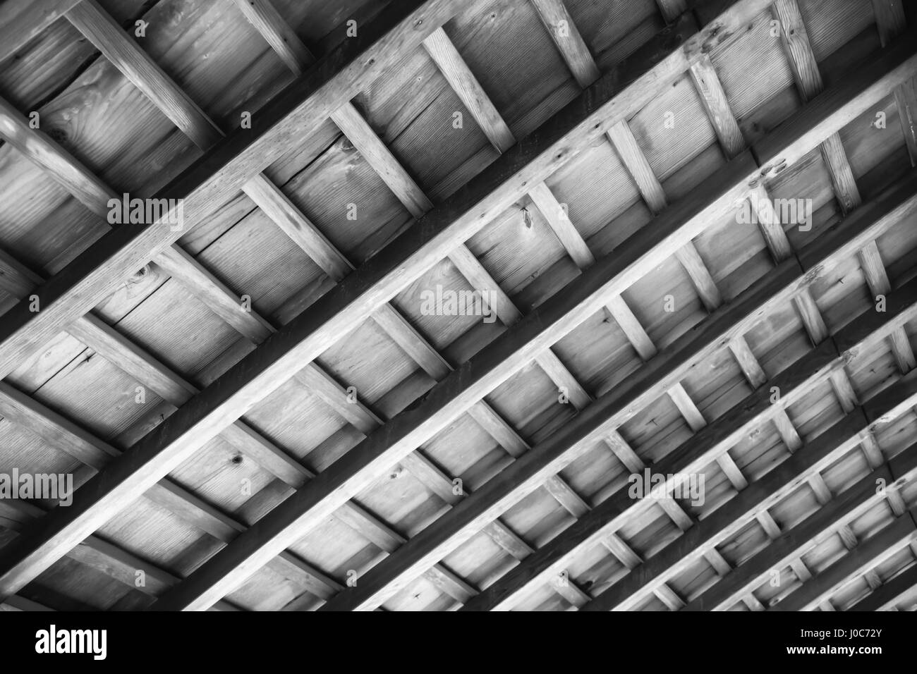 Traditionelle japanische Zimmer Decke Details (Schwarzweiß) Stockfoto