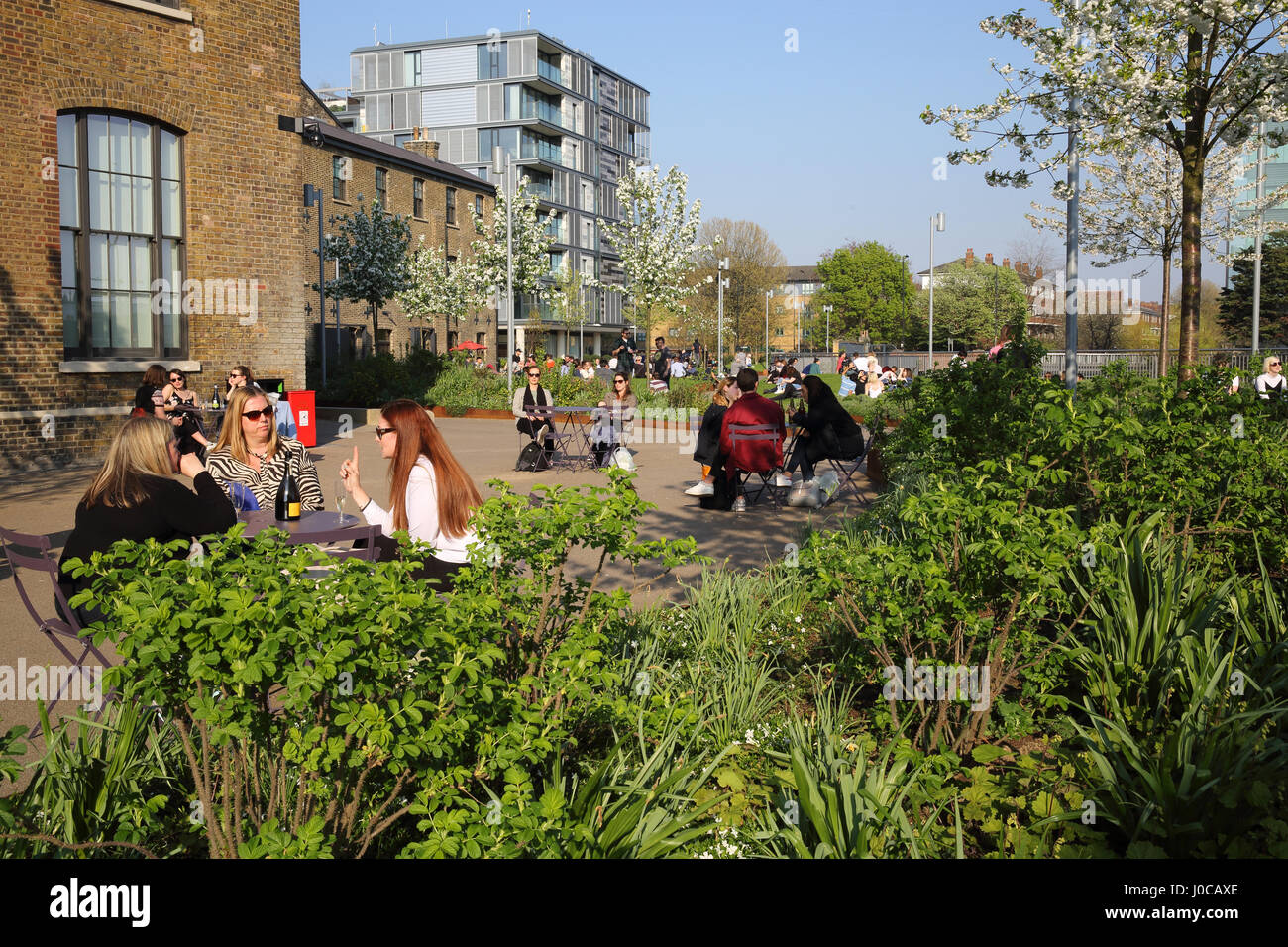 Frühling im Wharf Road Gärten, in der Nähe von kornhaus Square, Kings Cross, NC1, London, UK Stockfoto