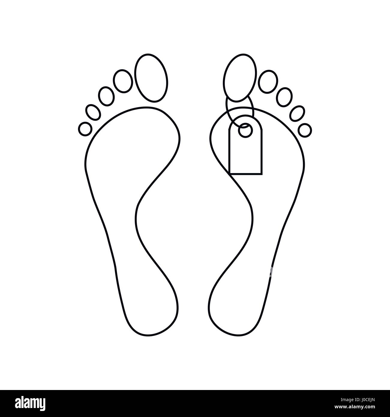 Füße mit einem Tagsymbol, Umriss-Stil Stock Vektor
