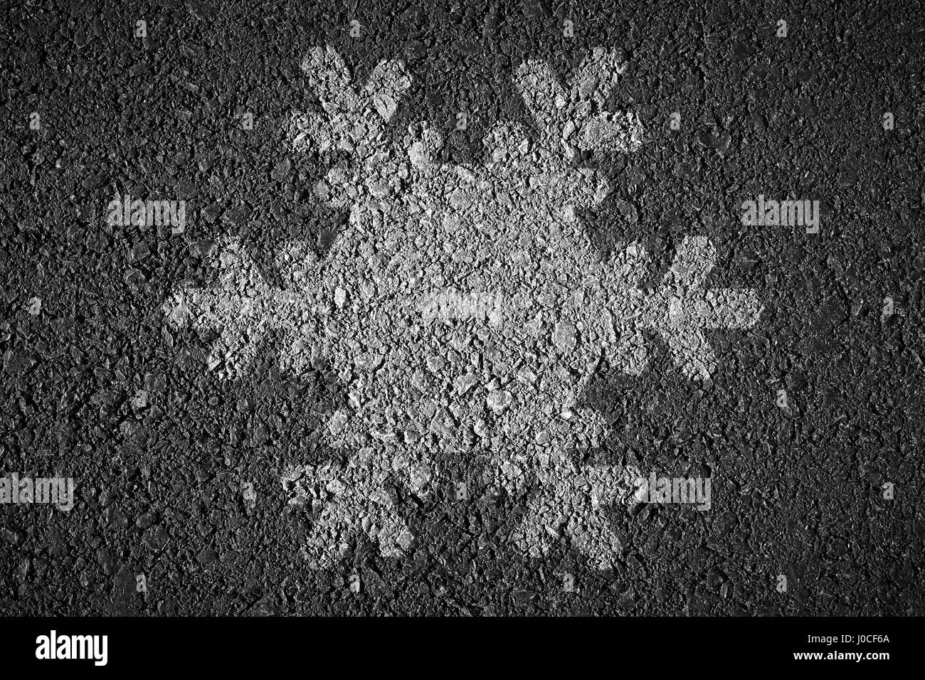 Schnee auf asphalt Stockfoto
