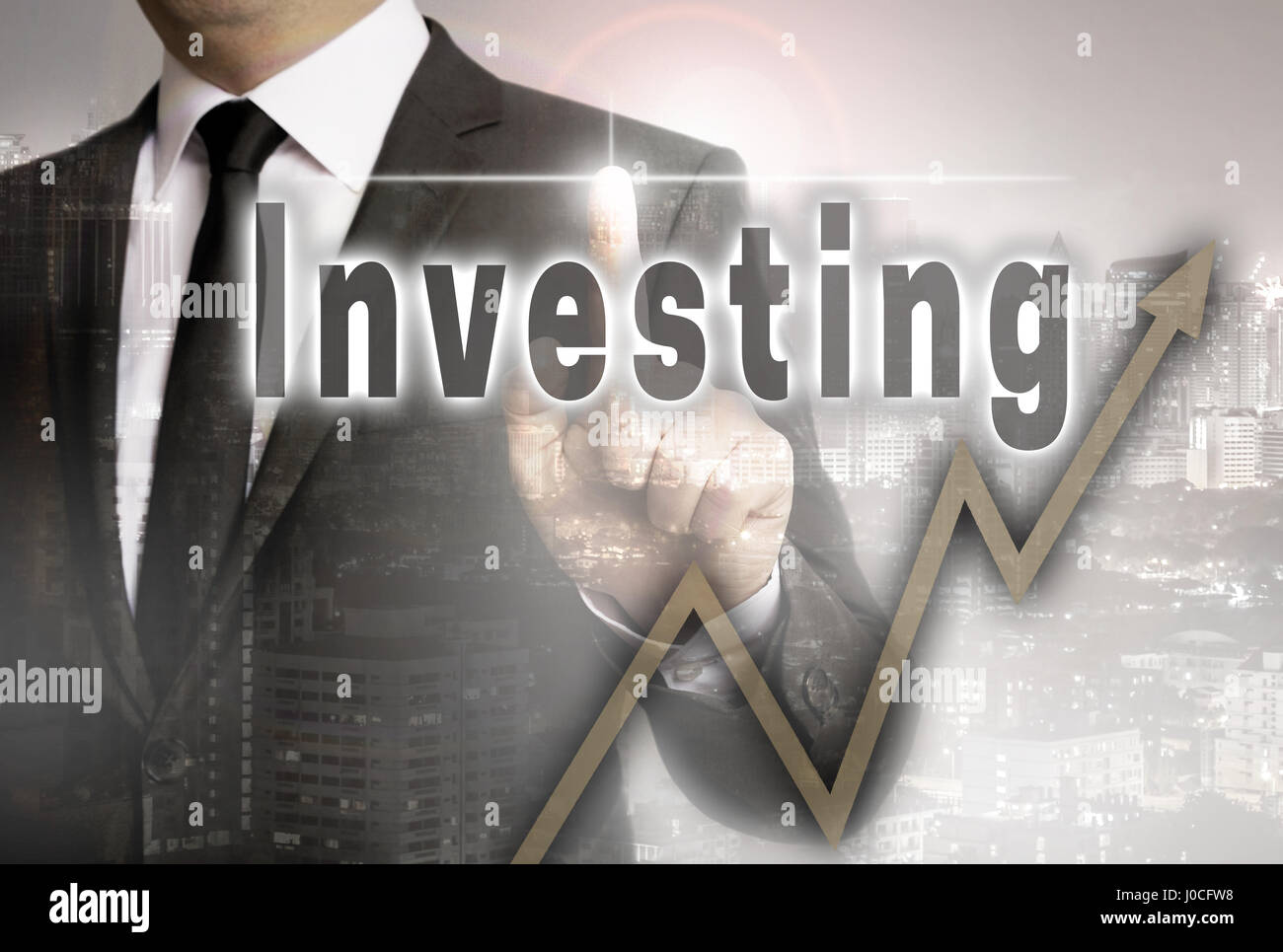 Die Investition wird durch Geschäftsmann Konzept gezeigt. Stockfoto