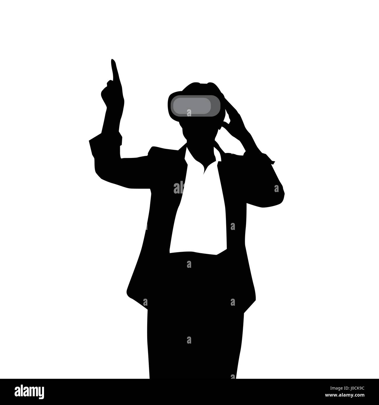 Silhouette Business Frau Virtual Reality digitale Brille tragen Stock Vektor